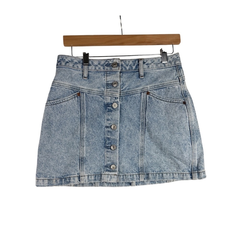 Abercrombie & Fitch Natural Rise Button Front Denim Skirt size 4 Blue